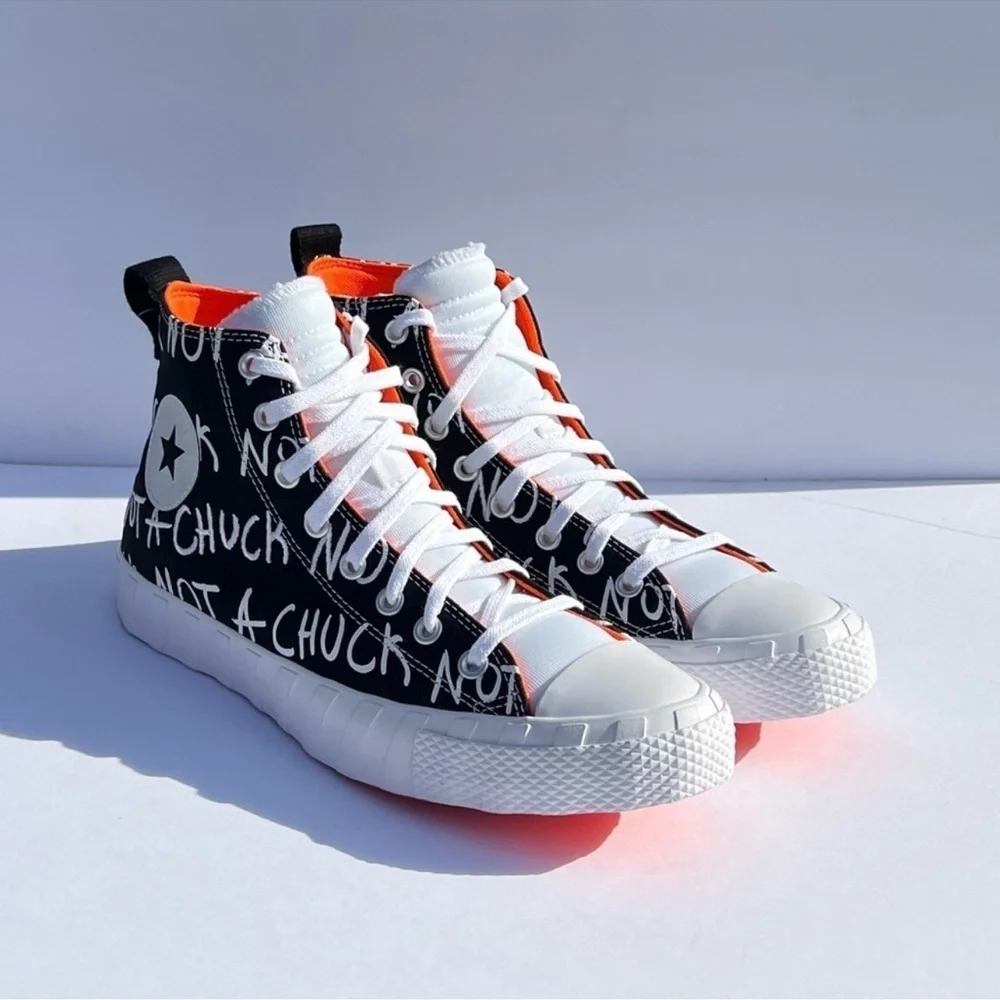 Converse UNTITLED High Top Shoe Black White Bold Mandarin 166502C